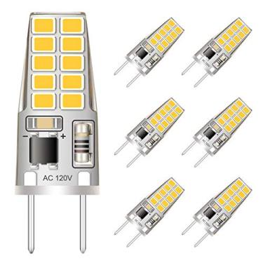 Imagem de Lâmpada G8 Mini T4 JCD Tipo 120V Luz Diurna Branca 3W Equivalente a Bi-Pin G8 Base Lâmpada Halogênio 20W-25W Regulável G8 Lâmpada LED 6000K para iluminação sob o armário, luzes de disco (pacote com 6)