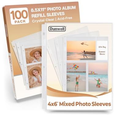 Imagem de Páginas de refil para álbum de fotos Dunwell – (horizontal 10 x 15 cm), pacote com 100 fotos, 3 bolsos para fotos de fichário de 3 anéis, cada página de fotos comporta quatro fotos de 10 x 15 cm, mangas para cartões postais, mangas para fotos de arquivo 10 x 15 cm