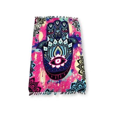 Imagem de Canga e Saída de Praia Poliéster Mão de Fátima Hamsá Tie Dye - Sarat M