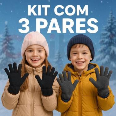 Imagem de Kit 3 Luvas Infantil Moda Inverno Estilo Criança Cores Sortidas - oem,