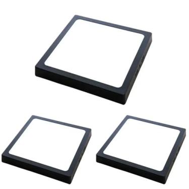 Imagem de Kit 3x Painel Plafon Sobrepor Alumínio Preto Quadrado LED 12W 15x15 6500K Bivolt