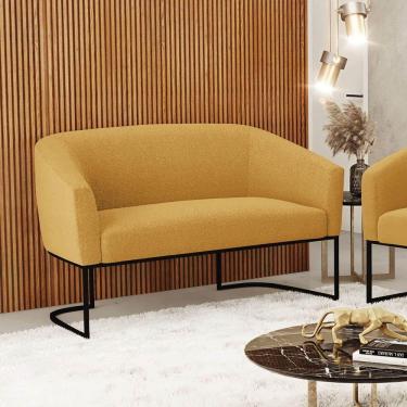 Imagem de Sofá 2 Lugares Namoradeira Industrial Preto Stella Bouclê D03 - D`rossi Mostarda