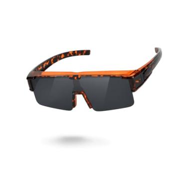 Imagem de Meeloog Óculos de sol com ajuste polarizado para homens e mulheres, proteção UV esportiva para dirigir, ciclismo, pesca, Armação de tartaruga P1/lente cinza escuro, 139 millimeters