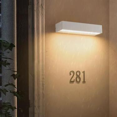 Imagem de Luzes de parede LED ao ar livre IP65 à prova d'água jardim luz de parede moderna de alumínio quadrado arandela de parede para pátio varanda porta da frente garagem corredor quarto interno externo (luz