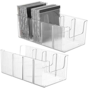 Imagem de Wensdr Suporte de CD, 2 unidades, suporte de CD de acrílico transparente com cartão divisor, suporte de CD comporta até 40 caixas de CD padrão, prateleira de exibição de disco compacto para CD/DVD
