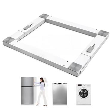 Imagem de Base Wash Pro, base universal para máquina de lavar roupa com rodas - suporte de metal antivibração resistente, profundidade ajustável (38-60 cm), freios laterais retráteis, capacidade de carga de 250