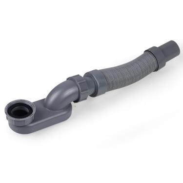 Imagem de Kit de drenagem de banheira independente flexível, armadilha plana de perfil baixo para tubo de drenagem de banheira e chuveiro de 3,8 cm, fácil instalação, serve para banheiras independentes