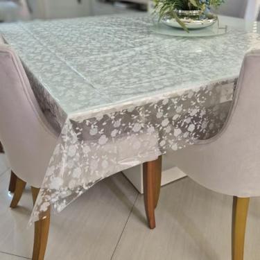 Imagem de Toalha para Mesa 6 Cadeiras Plástica Transparente 2,50x1,40 PVC Impermeável (Estampa 06)