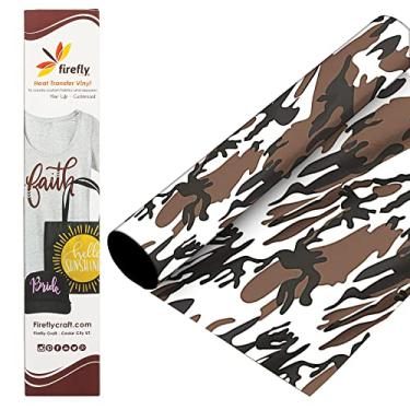 Imagem de Firefly Craft Planilha de vinil para transferência de calor | Vinil estampado HTV | Vinil estampado de ferro em vinil para Cricut e silhueta | Vinil de prensa térmica para camisetas – 30,48 cm x 50,80 cm, Olive Camo, 1 sheet, 1