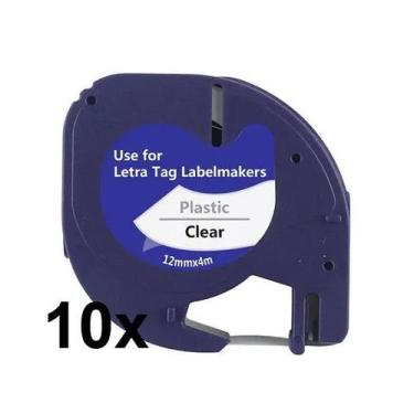 Imagem de kit 10 Fitas Plástica Compatível Letratag 12267 Incolor 12mm - no-bran