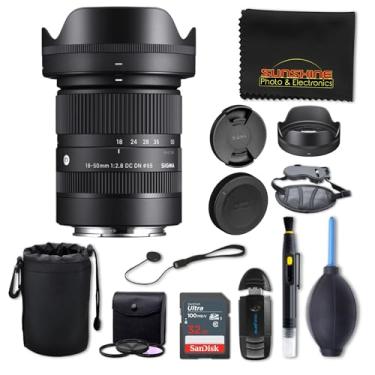 Imagem de Sigma Lente contemporânea 18-50 mm f2.8 DC DN para Sony E com pacote Sunshine Photo Deluxe - 4 anos de garantia do fabricante dos EUA