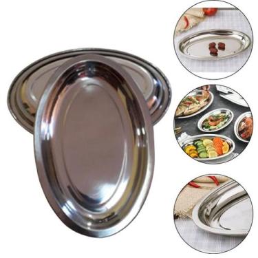 Imagem de Kit 12 Travessas Inox Funda Oval 24cm Para Arroz Porções Restaurante -