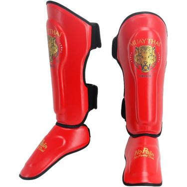 Imagem de Caneleiras Muay Thai, Almofadas De Treino De Muay Thai, Caneleiras De Kickboxing Muay Thai, Couro De Couro, Almofadas De Proteção De Perna, Equipamento De Treino De Sparring, Para, red, M