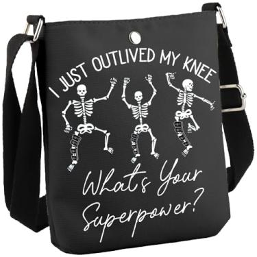 Imagem de Bolsa tiracolo de substituição de joelho para recuperação de cirurgia ACL Get Well Gift I Just Outlived My Knee, Outlived My Knee Cb