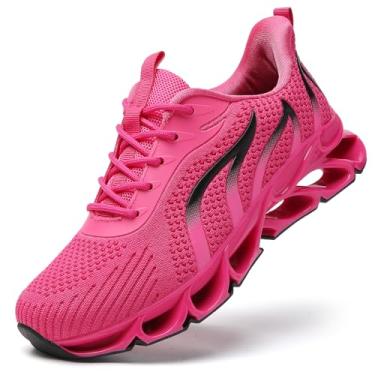 Imagem de SKDOIUL Tênis de corrida esportivo masculino de malha respirável para corredores de trilha, Vermelho rosa 01, 39