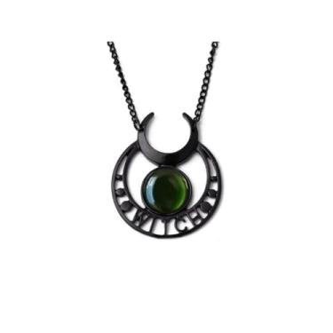 Imagem de ANGLEQUEEN Colares góticos de cristal de lua para mulheres, colar punk de bruxa escura, vintage, preto, celestial, lua, pingente, Halloween, escuro, punk, presente, Zinco, Sem Pedra Preciosa