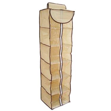 Imagem de Organizadr Sapateira Dobravel Anti Poeira Grande Flexivel Com Ziper Vertical 6 Divisorias Cabideiro De Porta Guarda Roup