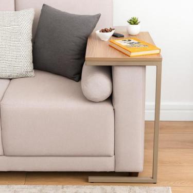 Imagem de Mesa Auxiliar Strassis Design SD-3005 Metal e MDF Cor: Champanhe