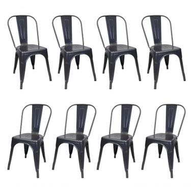 Imagem de Kit 8 Cadeiras Tolix Iron Ferro Preta Fosca Aço Industrial Sala Cozinha Jantar Bar