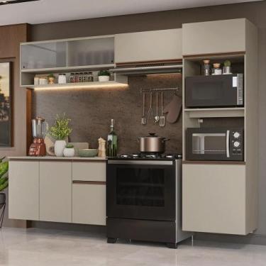 Imagem de Armário de Cozinha Completa 260 cm Suspenso Nice Madesa 11, Crema