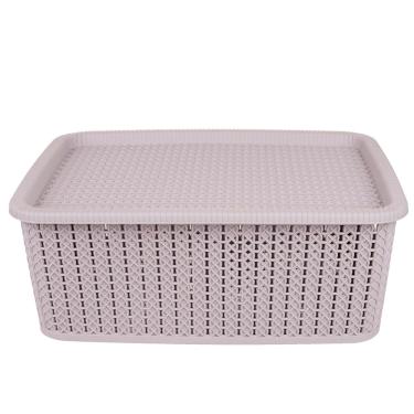 Imagem de Caixa Organizadora 12.5L com Tampa São Bernardo Rattan OR24 Concreto