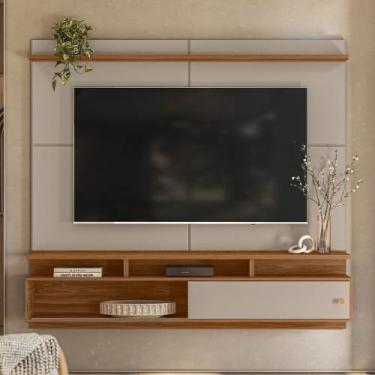 Imagem de Estante Painel Home Suspenso para TV 70" Morretes Grigio Fosco/Amêndoa
