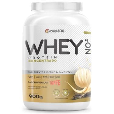 Imagem de Whey Protein Concentrado NO2 Pote 900g 100% Whey Suplemento Protéico Baixo Carboidratos + Aminoácidos BCAA e Glutamina Rende 30 Porções - Spartacus Nutrition (900g, Baunilha Toffe)