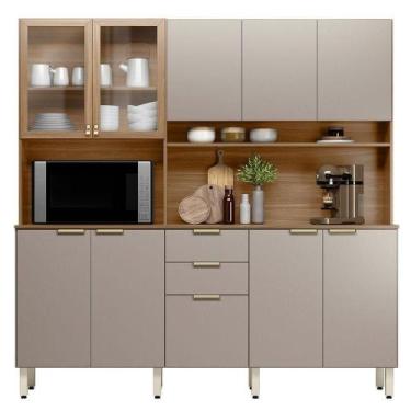 Imagem de Kit Cozinha Compacta 10 Portas 2 Gavetas Ruby Amêndola/nude - DEMÓBILE