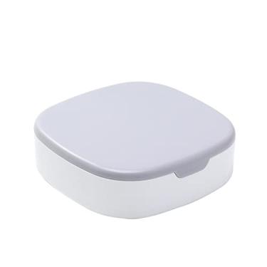 Imagem de Esquirla Caixa organizadora de joias de viagem, com espelho, brincos de grande capacidade, batom, várias grades, colares, suporte de exibição, estojo de joias, Branco Cinza