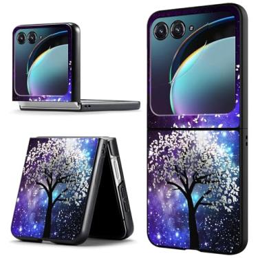 Imagem de ACWDMKH Capa para celular Motorola Moto Razr 2024, capa de celular para Moto Razr 50 fofa e rígida PC ultrafina, antiarranhões, à prova de choque, árvore roxa com glitter