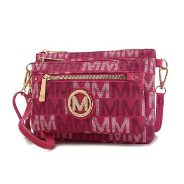 Imagem de MKF Collection Bolsa tiracolo 2 em 1 para mulheres, bolsa de pulso - Bolsa carteiro feminina pequena de couro PU da Mia K, Macren Fuchsia, 9 x 6.5 x 1 inches, Normani