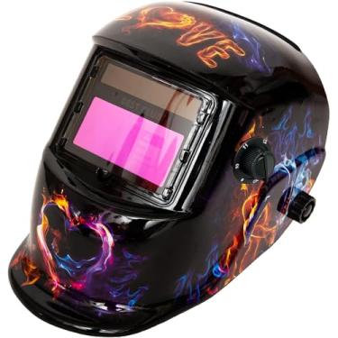 Imagem de BESTCLUB Capacete De Soldagem Com Escurecimento Automático: Capuz Com Energia Solar Em Cores Reais E Alcance De Sombra Ajustável De 4/9 A 13 Para Máscara De Soldador Mig Tig Arc (Amor)