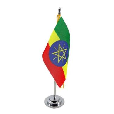 Imagem de Mini Bandeira De Mesa Etiópia 15 Cm Poliéster - Sp Bandeiras
