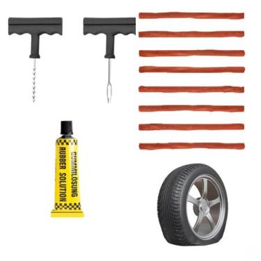 Imagem de Kit Conserto Pneu Sem Câmara Macarrão Carro Moto Plástico + 10 Refil -