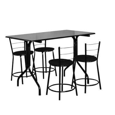 Imagem de Conjunto Mesa Retangular 70x120cm Preta Com 4 Banquetas Epoxi