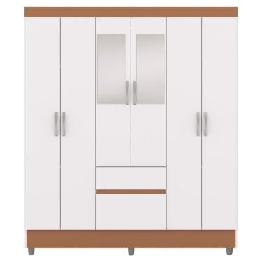 Imagem de Guarda Roupa Casal 6 Portas 2 Gavetas Espelho 153 Cm Vlr Branco Camarim