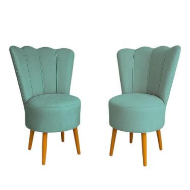 Imagem de Kit 2 Cadeiras Decorativa Pétala Veludo Luxo Premium Pés Retrô Palito 