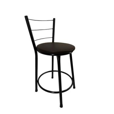 Imagem de Banqueta Baixa Encosto Estofada Bar Balcão Cozinha Preto - FortMix, Ma