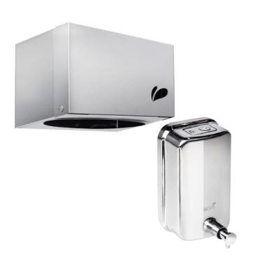 Imagem de Kit Mini Dispenser Quadra Toalheiro e Saboneteira Visium Porta Papel S