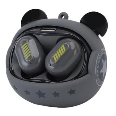 Imagem de Zyyini Fones de Ouvido Sem Fio, Fones de Ouvido de Urso Fofos Com Alteração de Rosto de Estojo na Orelha Redução de Ruído de Ruído Bt Fones de Ouvido Com Microfone Leve para Jogos (Preto)
