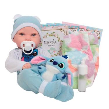 Imagem de Bebê Reborn Realista Menina Olhos Azuis Itens Pode Banho - Cegonha Reb