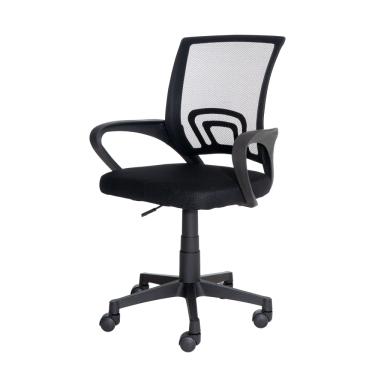 Imagem de Cadeira De Escritório Basic Diretor Estofado Tela Mesh Base Giratória Preta Altura Ajustável