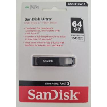 Imagem de Pen Drive 64gb Ultra USB TypeC Flash Drive 150mbs UZ460 SandiskSB 3.1