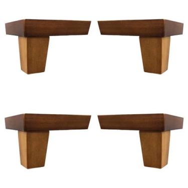 Imagem de Pé de Madeira Cantoneira Universal Para Móveis Kit 4 Unidades - Bela M