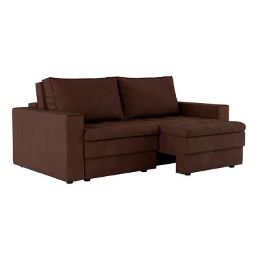 Imagem de Sofá 3 Lugares Retrátil Berna Suede Marrom 210 cm