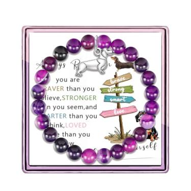 Imagem de ARHTF Pulseira de Dachshund para mulheres, presentes de Dachshund, presentes de cachorro Weiner para mulheres, joias de dachshund, presentes de aniversário, presentes de Natal, Medium, Pedra, Sem
