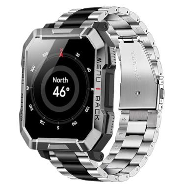 Imagem de Lamshaw Pulseira de substituição masculina e feminina de aço inoxidável de 20 mm e 22 mm compatível com relógio inteligente IOWODO W60, R30 Pro, R50, compatível com Blackview W60, R30 Pro, R50