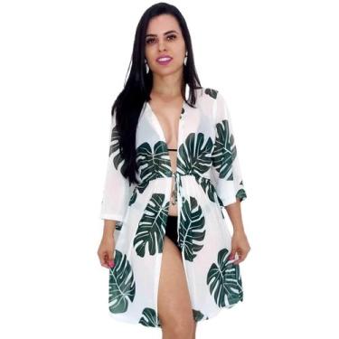 Imagem de Saída De Praia Chemise Curta Com Cinto Ajustável Mangas 3/4 - Tropican