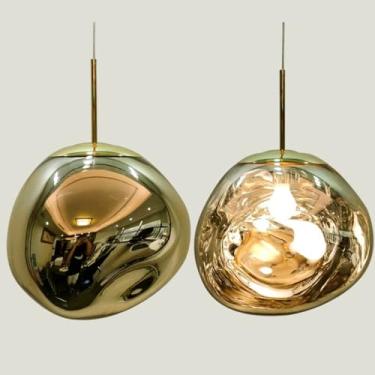 Imagem de Lustre Pendente Luxuoso Lava Macaron Nórdico (Dourado, Kit - 03 unidades 20cm)