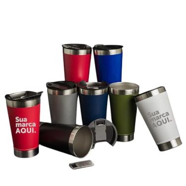 Imagem de Copo Térmico Personalizado Premium 473ml com Tampa e Abridor – Preto Fosco | Isolamento a Vácuo, Parede Dupla, Ideal para Cerveja Gelada, Brindes com Personalização Corporativa (Preto)